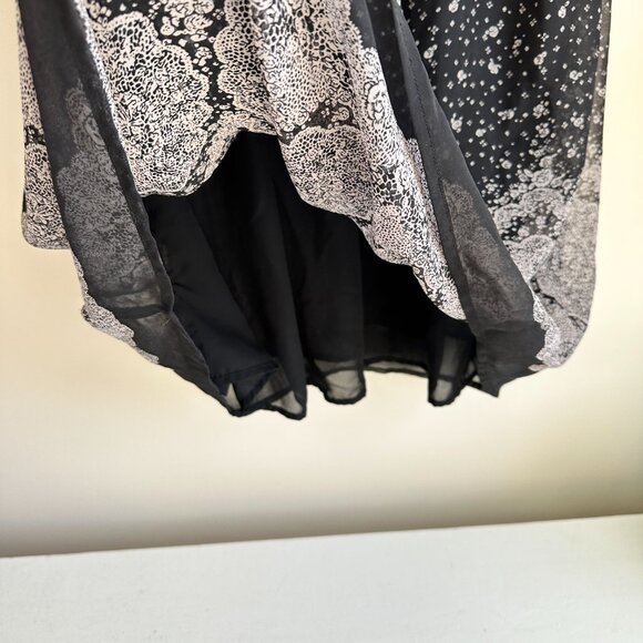Romy Black and White Floral Sheer Layer Whimsigoth Dress - Picture 5 of 7